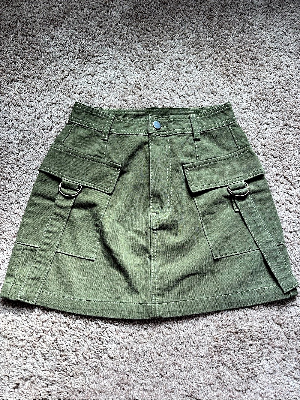 Cider Solid Cargo Mini Skirt Green XXS